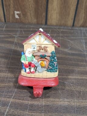 Holiday Santa Fireplace Stocking Holder in Red and Green